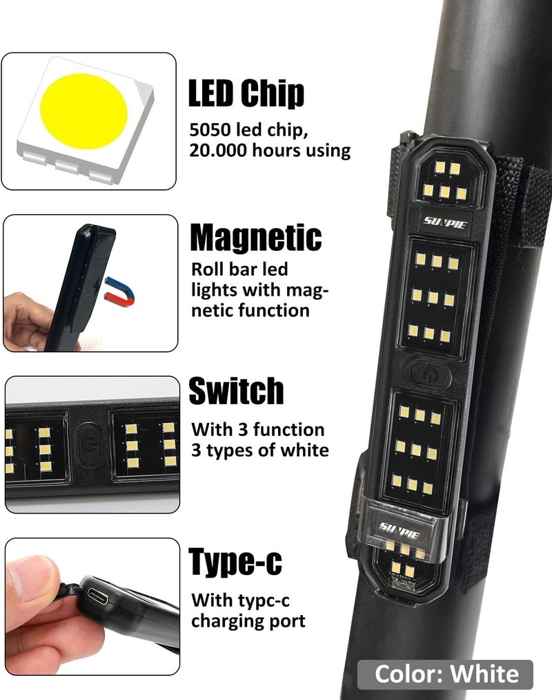 SUNPIE UTV Dome Light Battery Powered Roll Cage Bar Interior Dome Lighting Compatible with Polaris Can am Pioneer/Talon Kawasaki Mule/Teryx Arctic Cat ATV Truck Tractor Glof Cart Offroad - Image 2